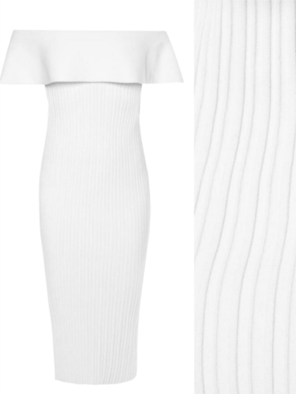 KENDALL & KYLIE White Pencil Ribbed Midi Dress